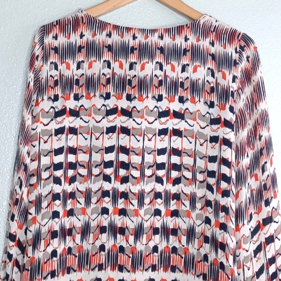Parker Rita 100% Silk Sz M Bell Sleeve Flowy Abstract Artsy Blouse - Picture 6 of 14